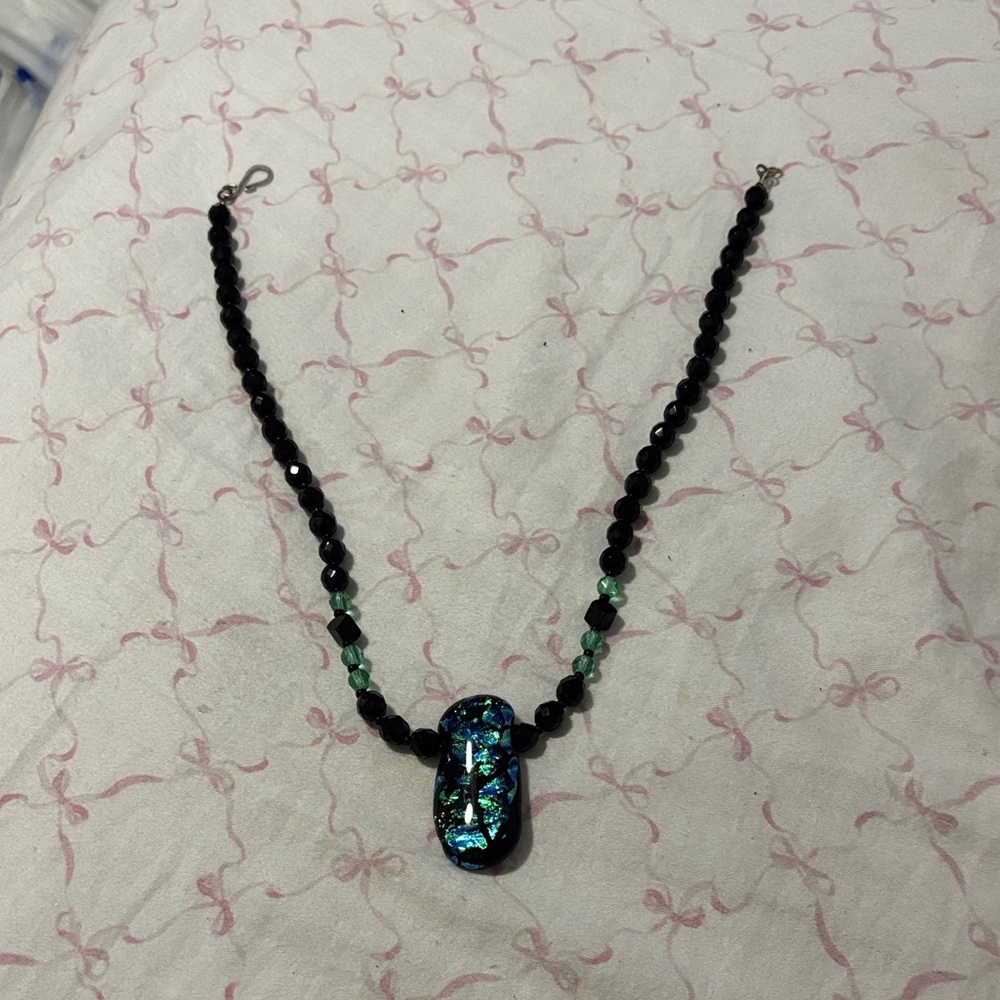 Elegant Black and Blue Beaded Necklace